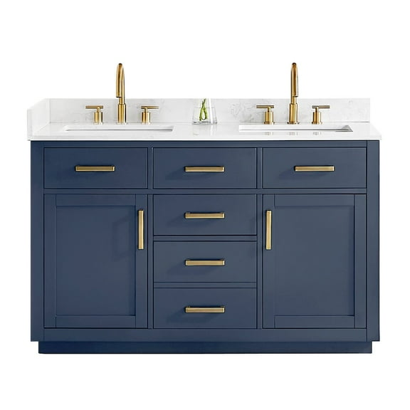 Altair-15 54" Double Bathroom Vanity in Royal Blue with Grain White