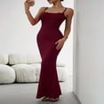 thumbnail image 3 of POINTERTECK Stylish Solid Color Lace Trim Bodycon Long Dress for Women, 3 of 7