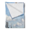 thumbnail image 2 of New York Soft Flannel Fleece Throw Blanket, Liberty in NYC Harbor Urban City Print Famous Cultural Landmark Picture, Cozy Plush for Indoor and Outdoor Use, 60" x 80", Mint Blue, by Ambesonne, 2 of 5