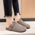 thumbnail image 1 of New Camel Classic Closed Toe Mule Slippers Flock Fashion Brown Cork Sandals Unisex, 1 of 1