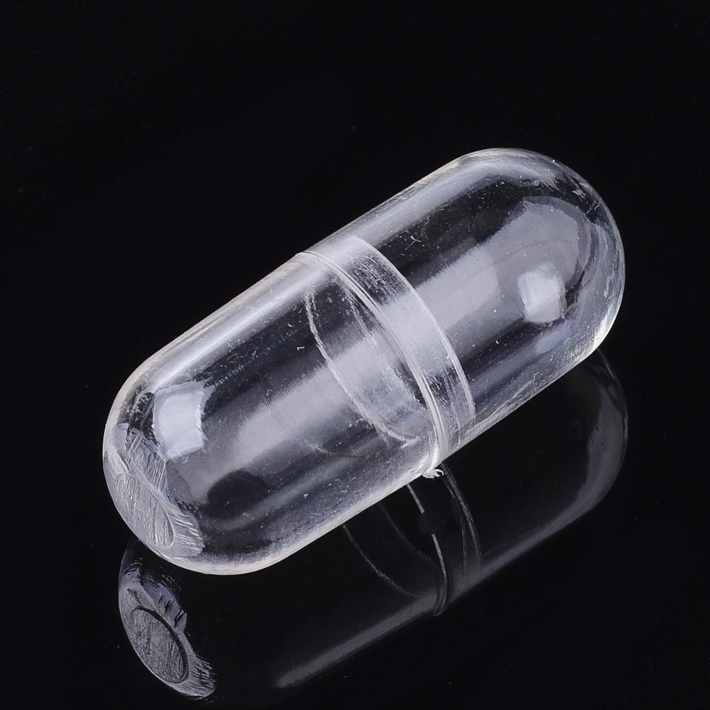 500 pc Openable Plastic Bead Containers Capsule Shaped Container Clear 2.4x1.05cm Inner Diameter: 0.85cm Capacity: 1ml(0.03 fl. oz)