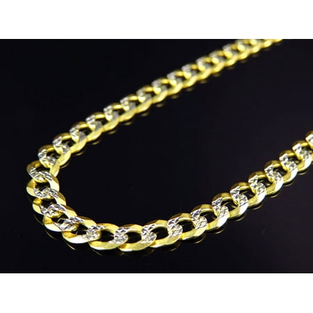 - 10K Yellow Gold Solid Diamond Cut Cuban Link Chain 18-30