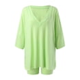 thumbnail image 5 of WAYUTE 2 Piece Sets for Women Oversized Oversized V Neck Short Sleeve T Shirt and Shorts Activewear Travel Baggy Matching Clothing, 5 of 7