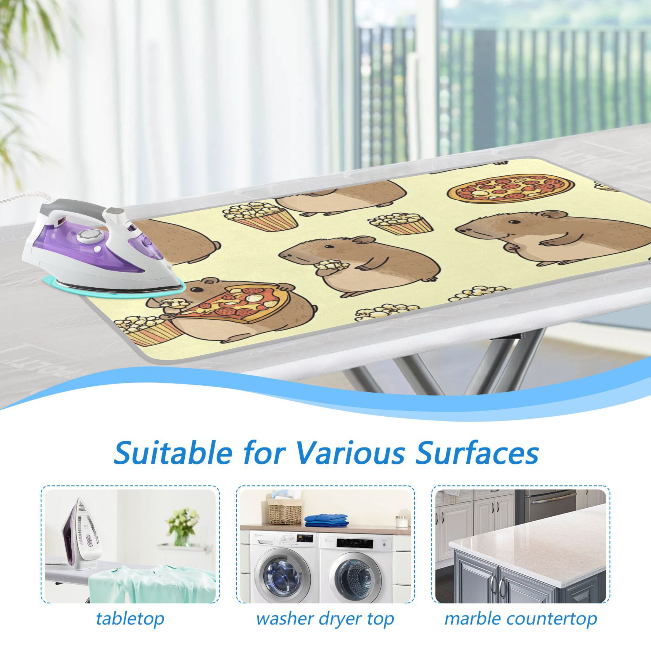 Groundhog Eating Snacks Ironing Mat Blanket for Table Top Travel Portable Ironing Board Pad 47.2x27.6 Inch
