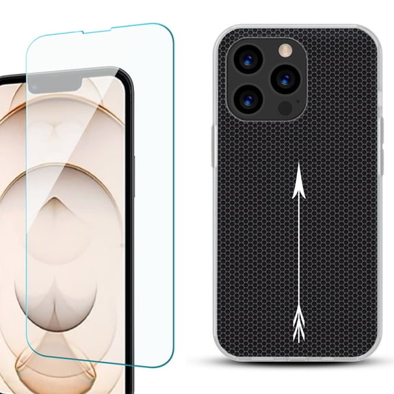 Slim-Fit Anti-Scratch Gel TPU Phone Case for iPhone 13 Pro, with Tempered Glass Screen Protector, by OneToughShield ® - Arrow