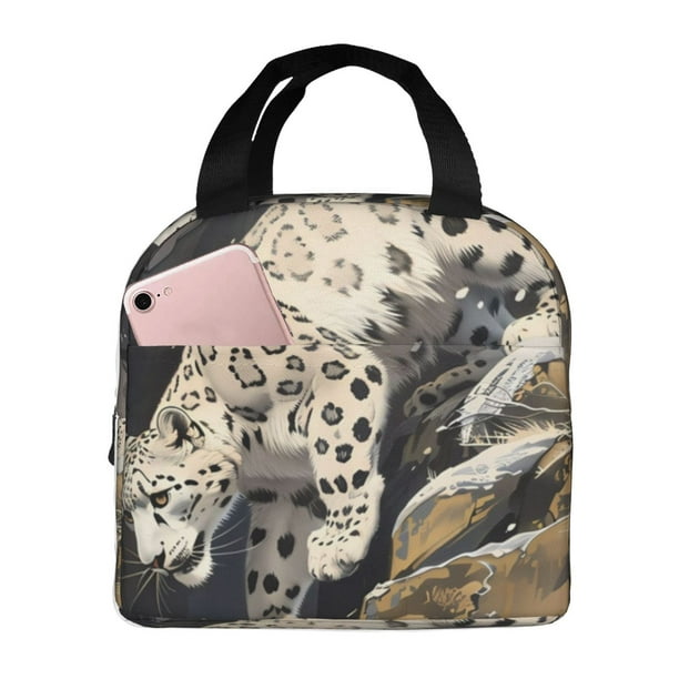 Easygdp Graceful Snow Leopard Bolsa Térmica Premium - Tela Oxford Impermeable, Gran Capacidad, Bolsillo Frontal, Unisex para Trabajo, Escuela, Actividades al Aire Libre y Picnics