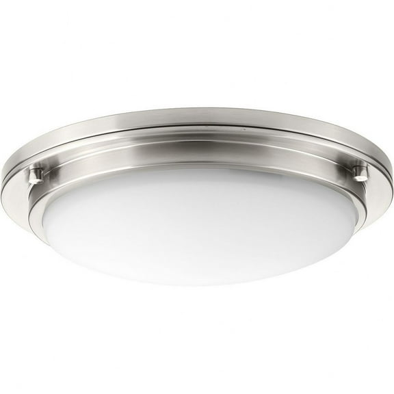 Progress Lighting, Apogee Collection, 1-Light LED Flush Mount, Brushed Nickel, Etched Glass Shade