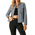 thumbnail image 5 of Unique Bargains Women's Faux Suede Long Sleeve Flap Pockets Moto Jacket M Gray, 5 of 6