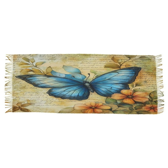 BZSMCE Women Scarf Drawing Blue Butterfly Simple Pattern Soft Warm Long Large Scarves