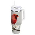 thumbnail image 2 of 40 oz Insulated Stainless Steel Tumbler Double Wall Stainless Steel Tumbler with 2-Way Drinking Beautiful Red Bird, 2 of 9