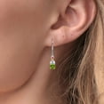 thumbnail image 3 of Gem Stone King 925 Silver and 10K Yellow Gold Dangle Earrings Cushion Peridot Half Moon Moissanite (1.70 Carat Cttw), 3 of 4