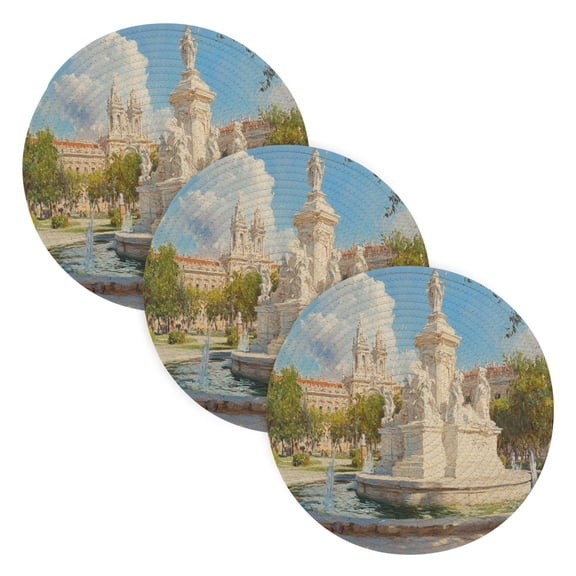BZSMCE Mats for Pots,Pans Place White Marble Monument Simple Style Pattern Pot Mats
