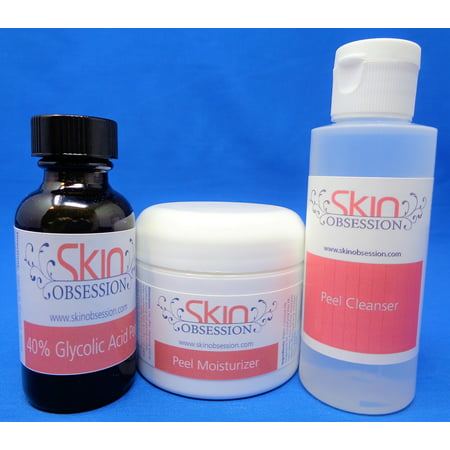 Skin Obsession 40% Glycolic Acid Peel Kit Natural Skin Care Acne Scars Prone Anti Aging Reduce Wrinkles Sunburn Blackheads Dark Spots & Clear Skin