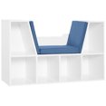 thumbnail image 1 of HOMCOM Bibliothèque à 6 Casiers avec Coussin, Coin Lecture, Bleu, 1 of 10