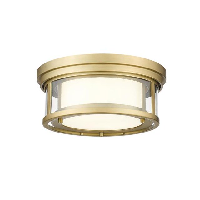 Z Lite 426F12-OBR 60 watt Willow Two Light Flush Mount, Olde Brass