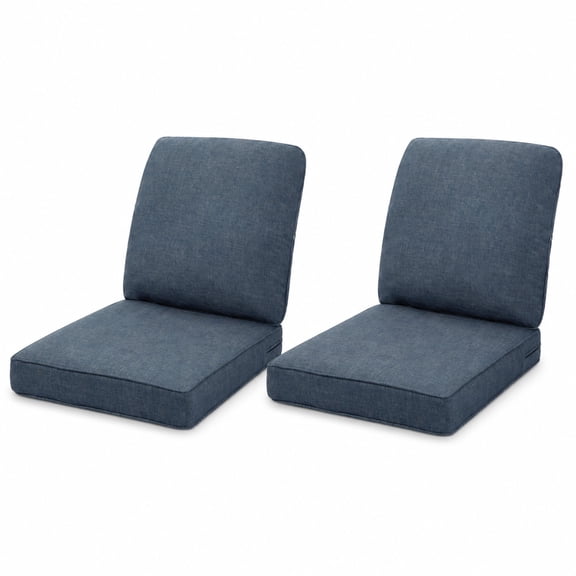 2 pieces Outdoor Deep Seat Patio Replacement Cushions Set of 2, 24x24 Water Resistant,Fade Resistant with Removable Cover,Navy Blue