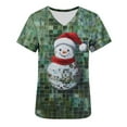 thumbnail image 5 of Wowcloth Women's Short Sleeve V-Neck Top, Christmas Print Pocket, Work Uniform for Healthcare and Daily Wear, 5 of 7