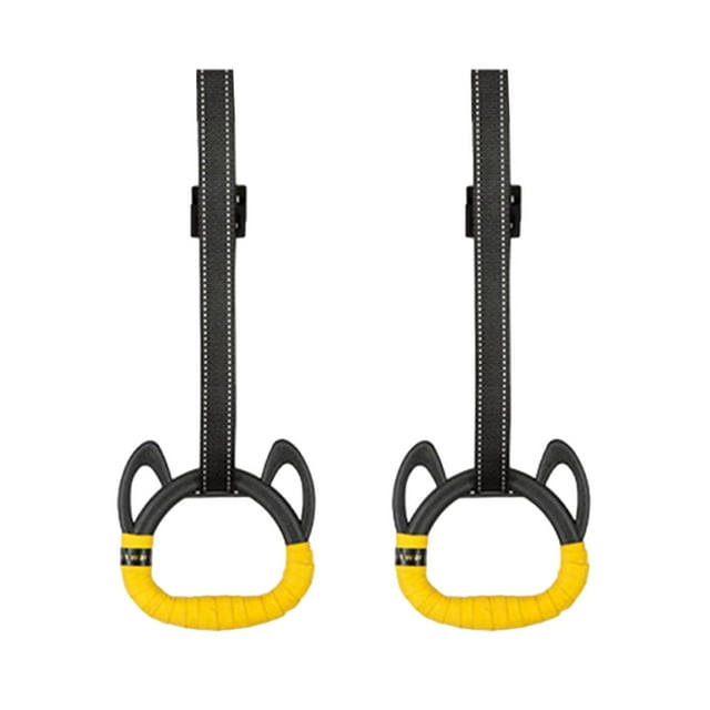 pitrice Gymnastics Rings for Children Adult Home 2M Nonslip Rings Indoor Handle Pull up Black 1M