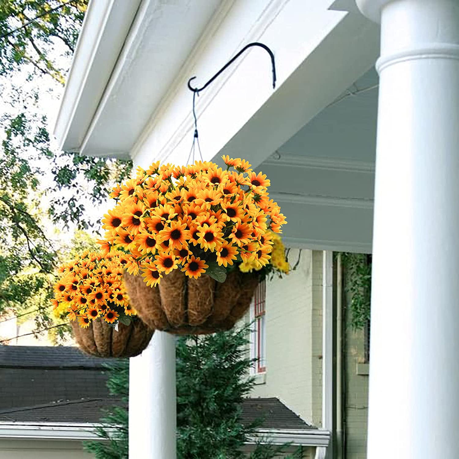 10 Bundles Sunflowers Artificial Flowers Daisy Mums 24 Stems Fake Fall Flowers Outdoor UV Resistant No Fade Shrubs for Indoor Outside Home Wedding Office DIY Garden Fall Decor (Yellow)
