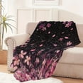 thumbnail image 2 of Cherry Blossom Night Sky Lightweight Flannel Printed Blanket - Ultra Soft & Warm, All-Season Cozy Plush for Couch, Bed, Office, Camping Nap - Perfect Decorative Gift, 2 of 10