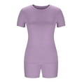 thumbnail image 7 of Chbgutlmr Summer Outfits for Womens 2 Piece Round Neck Short Sleeve Tops Shorts Athletic Running Sets, 7 of 7