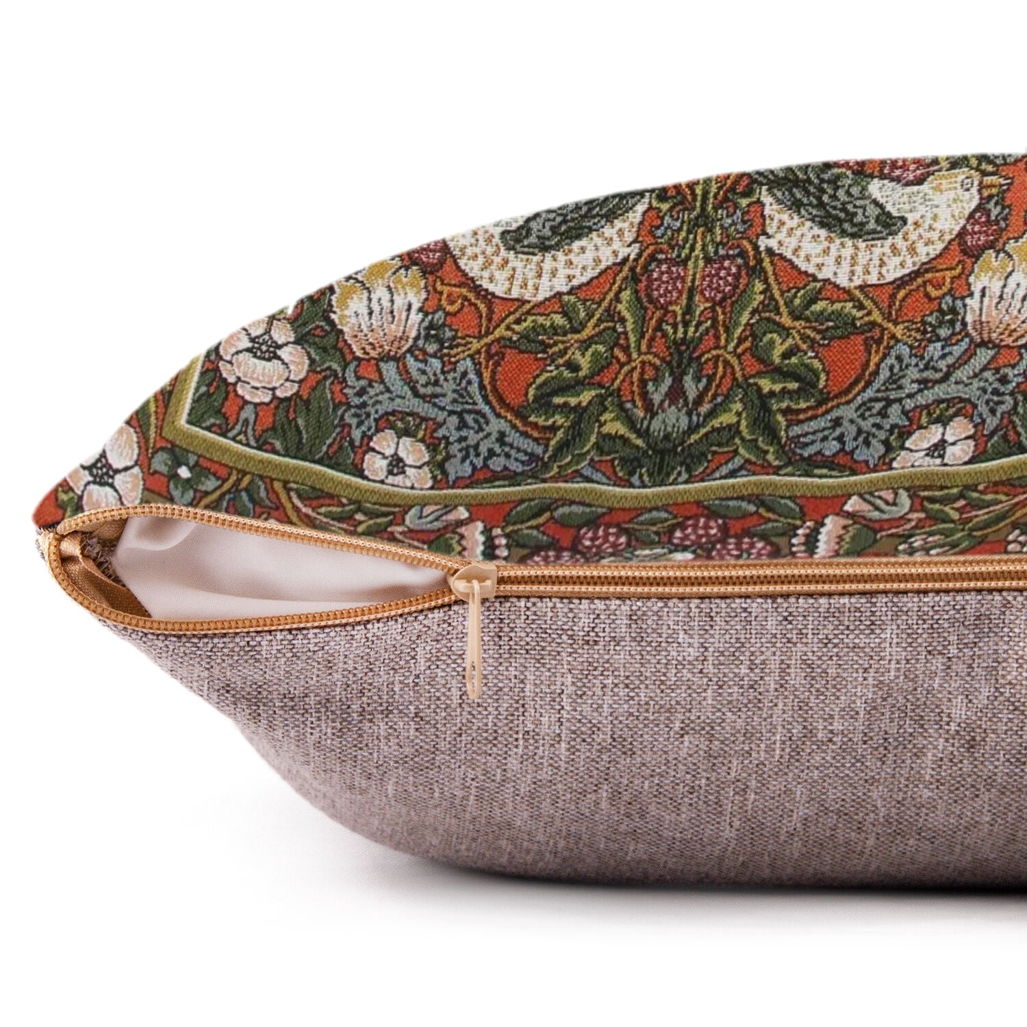 STPgoods William Morris Red Birds Tapestry Throw Pillow with Insert 18x18" (45x45 cm) Decorative Couch and Sofa Cushion for Living Room Bedroom Square Pillowcase