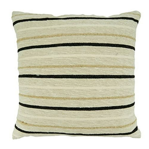 Fennco Styles Modern Striped Cotton Decorative Throw Pillow Cover 20" W x 20" L - Black & White Textured Cushion Case for Home, Couch, Bedroom, Living Room and Office Décor