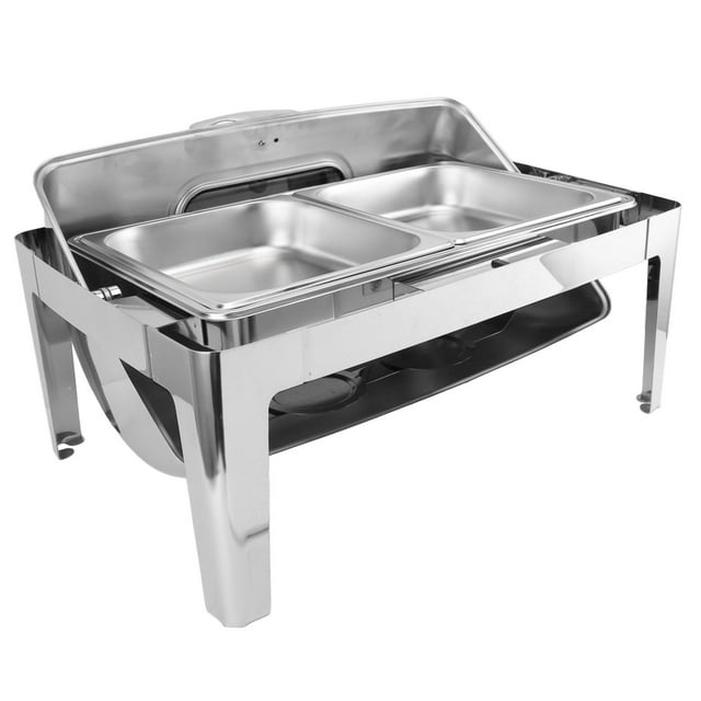 Buffet Réchaud 9 L Plat à Réchaud avec Couvercle en Verre, Réchaud Alimentaire en Acier Inoxydable Structure Pratique Entretien Facile pour Traiteur