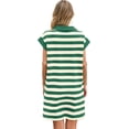 thumbnail image 3 of Cap Sleeve Women Stripe Print V Neck Mini Polo Dress with Pocket, 3 of 6
