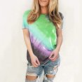 thumbnail image 2 of Pompotops T-Shirt Mode Femme Teinture sur Nœuds Col Rond Manches Courtes Décontracté, 2 of 5