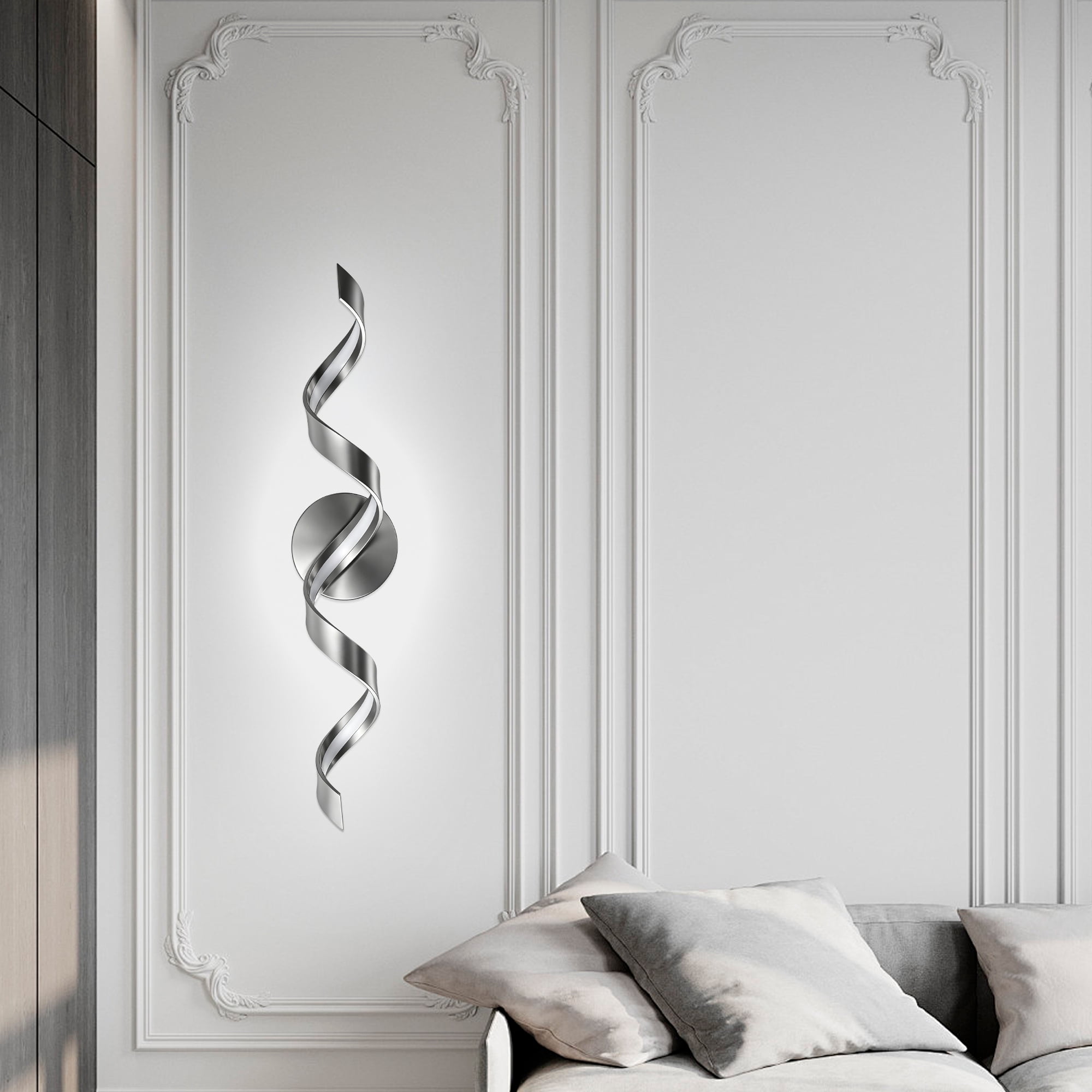LED Bathroom Vanity Lights, 24inch Dimmable Black Bathroom Lighting Fixture Over Mirror 15W Spiral Design LED Wall Light Fixtures