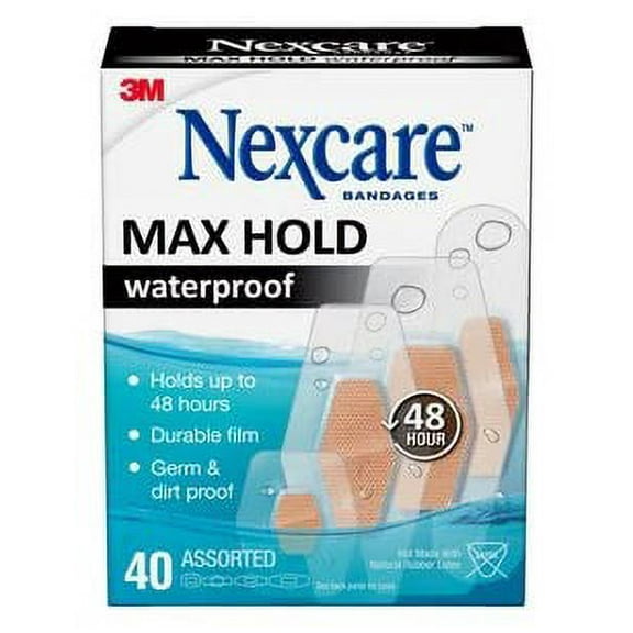 Nexcare Max Hold Waterproof Bandages MHW-40, Assorted 40 ct value pack