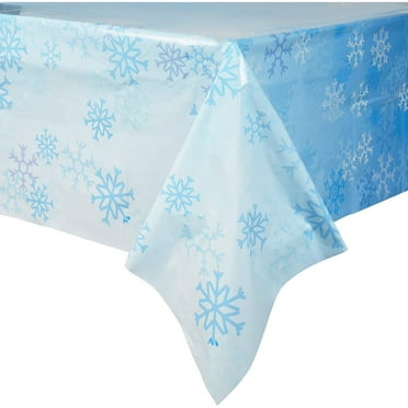 3 Pack Snowflake Blue Tablecloth for Winter Holiday Christmas Party Table Cover Decorations, 54 x 108 in