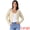 Beige, variant on Women's Long Sleeve Cropped Knit Button Up Crochet Cardigan L Beige