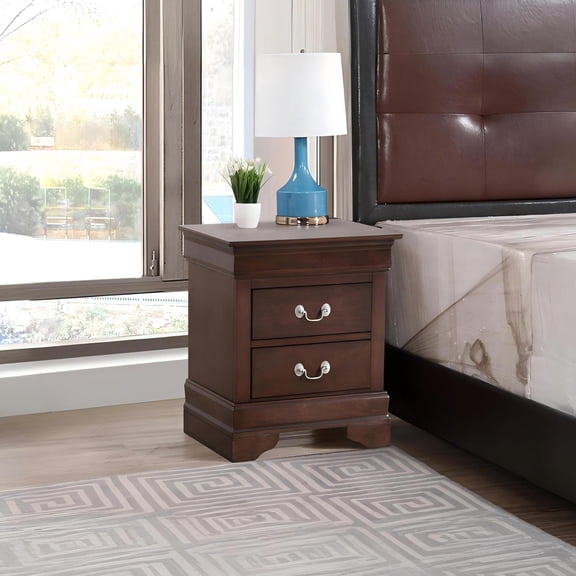 Noble House Traditional 2-Drawer Nightstand with English Dovetail Drawers, Cappuccino Finish