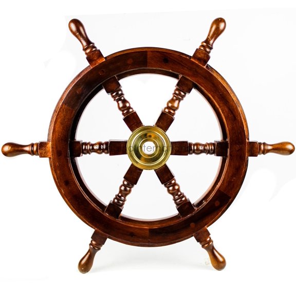 Wooden Ship Wheel - (24 Inches, Dark Rosewood)