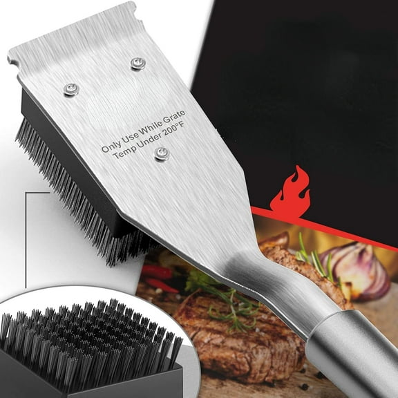 Grill Brush and Scraper, Wire BBQ Grill Brush for Outdoor Grill, 16.5” Grill Cleaning Brush BBQ Grill Accessories, Safe Grill Cleaner Brush-Ideal Gift for Men/Dad BBQ Brush for Grill Cleaning
