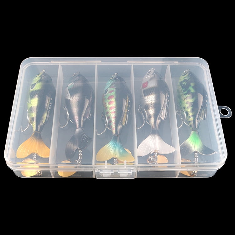5PC Fishing Lures Jigs 16.9G Spiral Propeller Tractor Hard Bait Floating Water Pencil VIB Blood Slot Hook