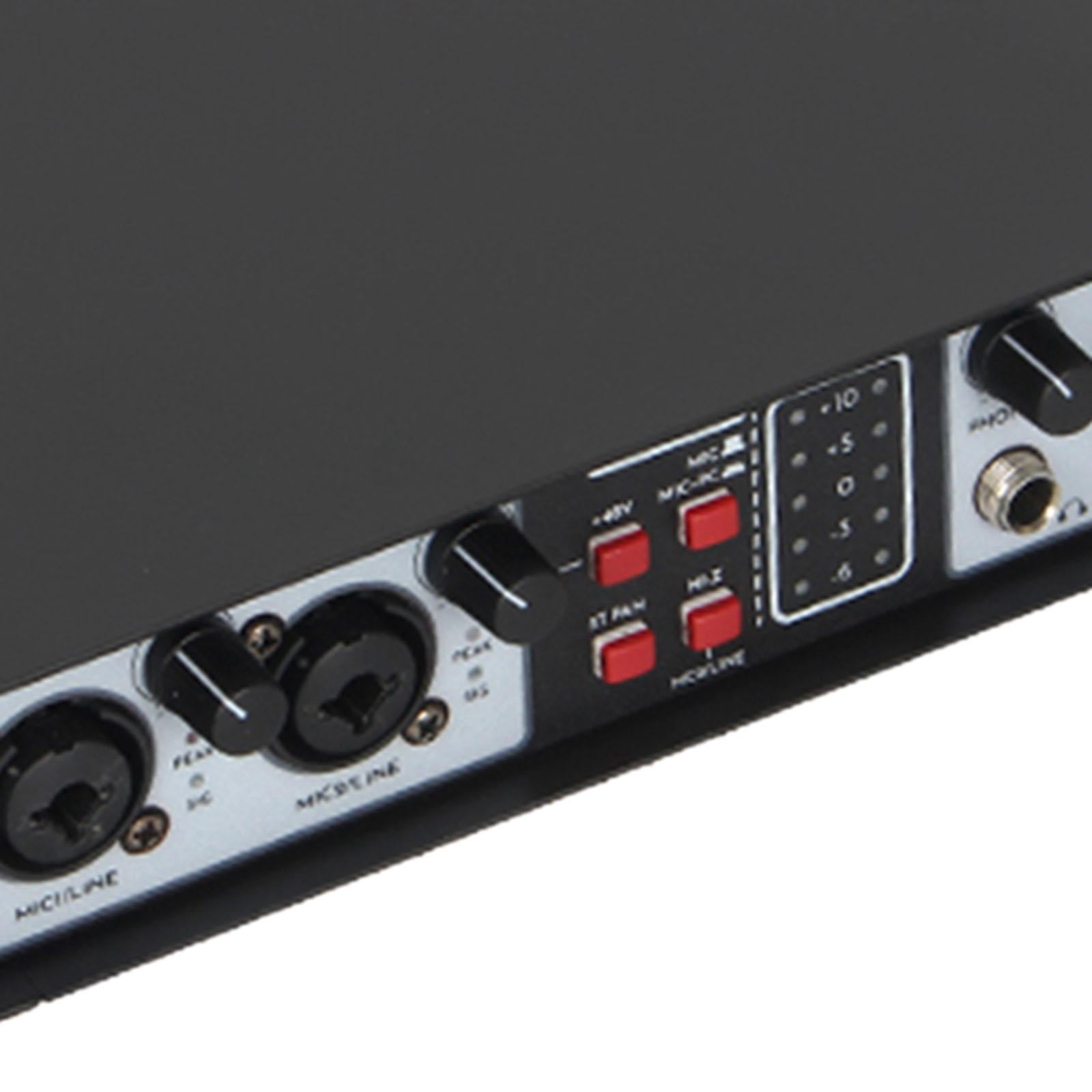 LeeQinersw 2 in 2 Out Audio Mixer 48V Mixer USB Compact Metal DJ Mixer for Live Performance