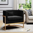 thumbnail image 4 of Velvet Accent Chair Gold Modern Barrel Chair Upholstered Arm Chairs for Bedroom Living Room Sofa Chair Club Chairs Black, 4 of 8