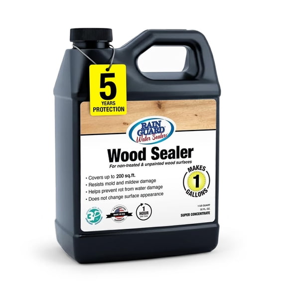 Rain Guard Wood Sealer Concentrate SP-8001 | Makes 1 Gallon | Protects Wood from Water Damage, Rotting, and Stains | Water Based Silane/Siloxane | Eco-Friendly | VOC-Free | Natural Finish