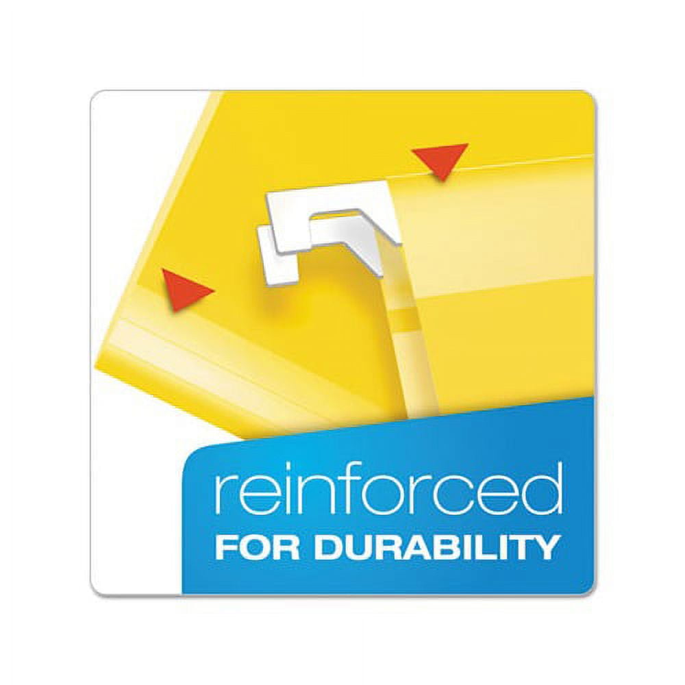 Extra Capacity Reinforced Hanging File Folders with Box Bottom Letter Size, 1/5-Cut Tab, Yellow, 25/Box