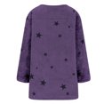 thumbnail image 5 of Women's Mid-Length Star Print Pullover, Double-Sided Fleece Hoodie, Loose Fit Round Neck Sweatshirt, Cozy Plush Long Sleeve Top, Kangaroo Pocket Casual Loungewear Purple S, 5 of 6
