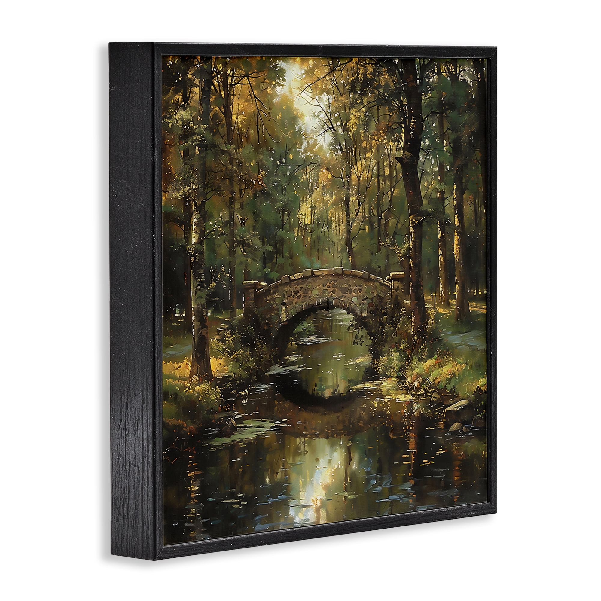 Stupell Industries Forest Bridge in Autumn Light Black Framed Giclee Art, design by Creative Studio