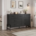 thumbnail image 4 of Commode à 7 Tiroirs pour Chambre, Commode Autoportante de 52 Po de Large avec Rangement, Coffre de Rangement en Bois pour Garde-Robe pour Salon, Chambre, Entrée, Noir, 4 of 7