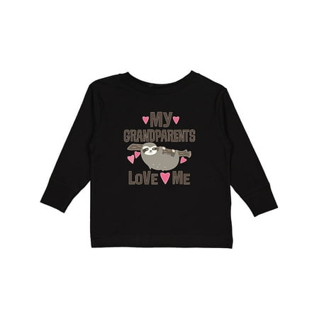 

Inktastic My Grandparents Love Me Sloth Girls Long Sleeve Toddler T-Shirt