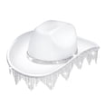 thumbnail image 1 of Sombrero de vaquero con borlas y diamantes de imitación occidentales para accesorios de vestuario al aire libre Blanco, 1 of 9
