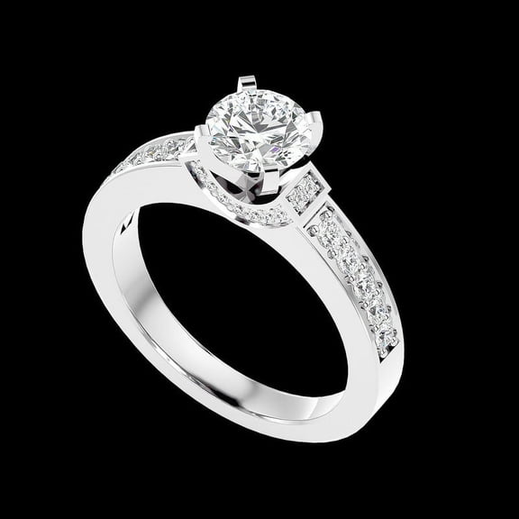 2.12 Carat Round Cut Latest Moissanite Diamond (D/VVS1) Engagement Ring Solid 14K White Gold Size 7 by Diamond-Capitals