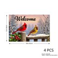 thumbnail image 4 of JOOCAR Welcome Cardinal Birds Winter Scene Linen Table Mats Set of 4 for Home Kitchen Table Decor 12x18 inch, 4 of 5