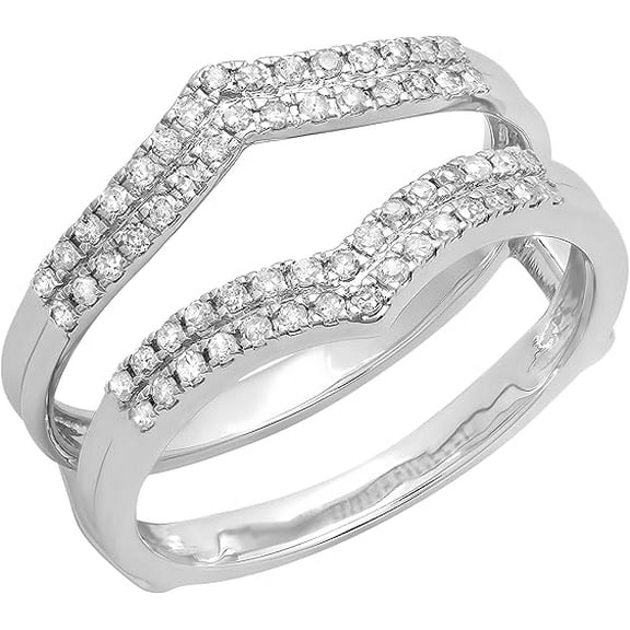 beryl_creation 1.76 Ct Round Cut White Diamond Wedding Engagement Enhancer Guard Wrap Ring 925 Sterling Silver 14K White Gold Finish For Women's -5.5